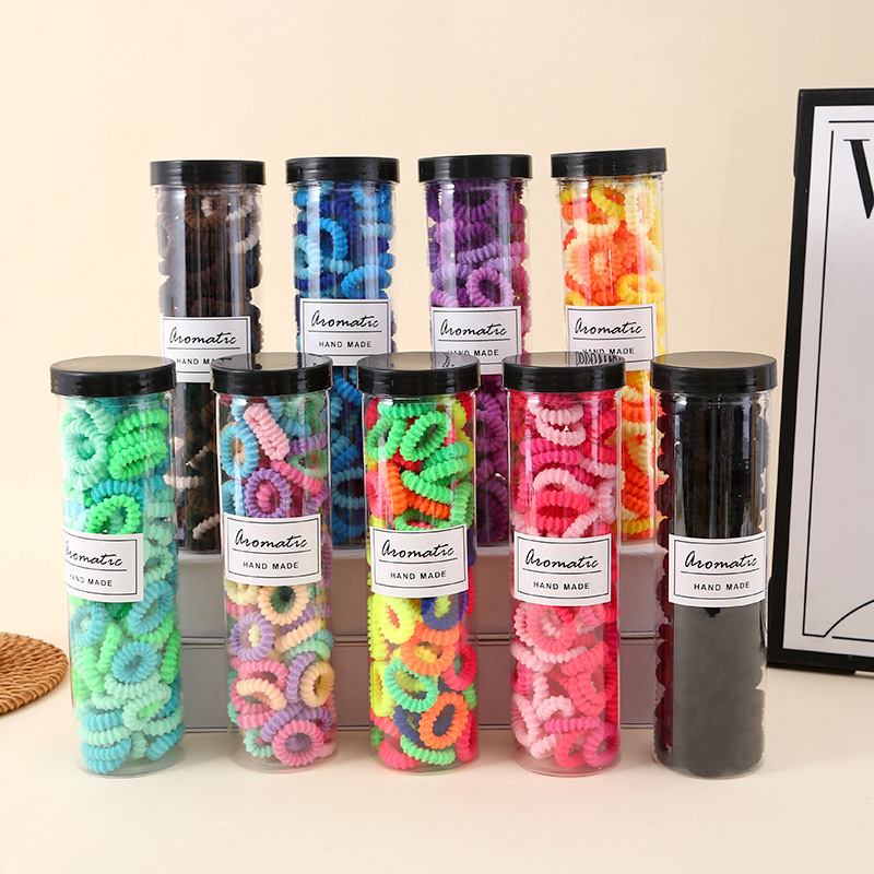 Barril de correa de goma para niños niñas trenzas toallas anillo de color caramelo para niñas pulgar anillo de pelo no lesiones cabello cuerda de bala alta