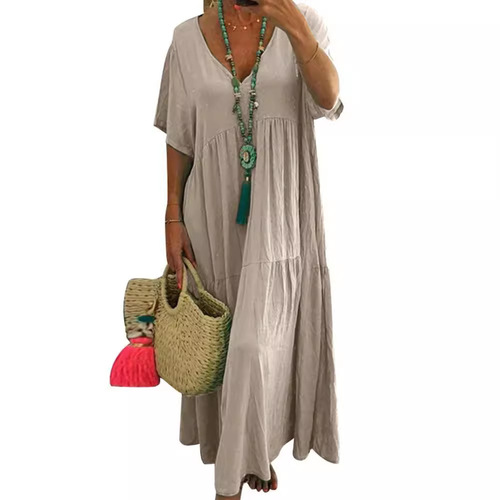 2024 Spring and Summer Europe and America WISH Amazon New V-neck Irregular Multi-color Multi-size Long Dress with Wide Skirt 