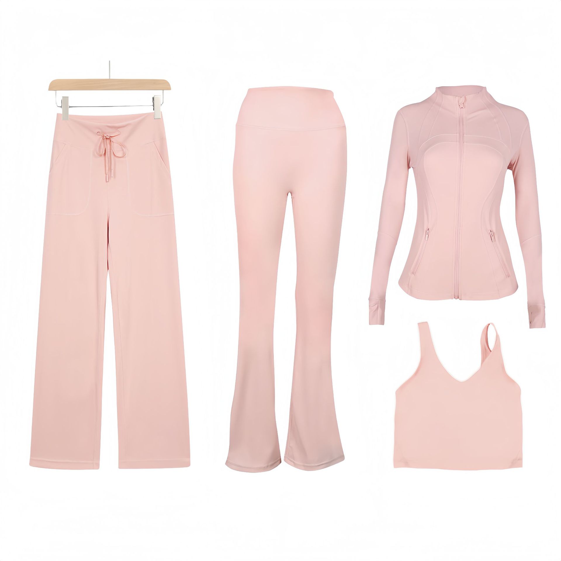 Women's Slim Fit Active Four Piece Set With Jacket And Leggings_voghion.com