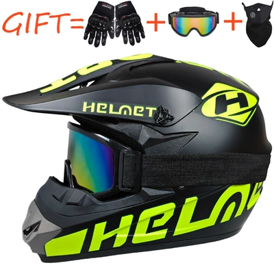 Motosiklet kaskı (dəbilqə) — Foreign Trade Off-Road Helmets, Beach - green-h-comes-with-goggles-gloves-and-mask-s