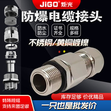 铜制高端EX防爆型电缆防水接头填料函黄铜镀镍金属螺纹旋转接头