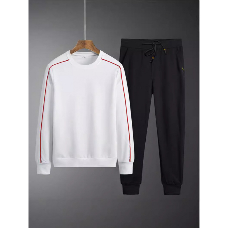 2024 moda todo-fósforo tendencia simple cuello redondo moda hombres estilo coreano delgado casual suéter pantalones traje cien