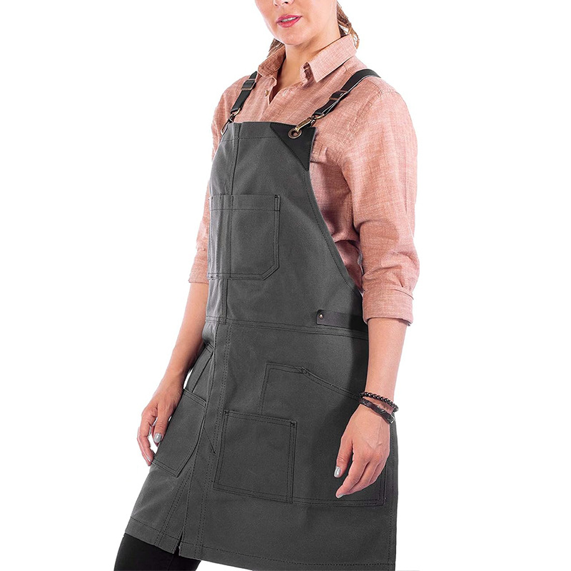Transfronterizo Amazon engrosamiento lona delantal logotipo personalizado tienda de barbacoa estilista ropa de trabajo fábrica de delantales al por mayor