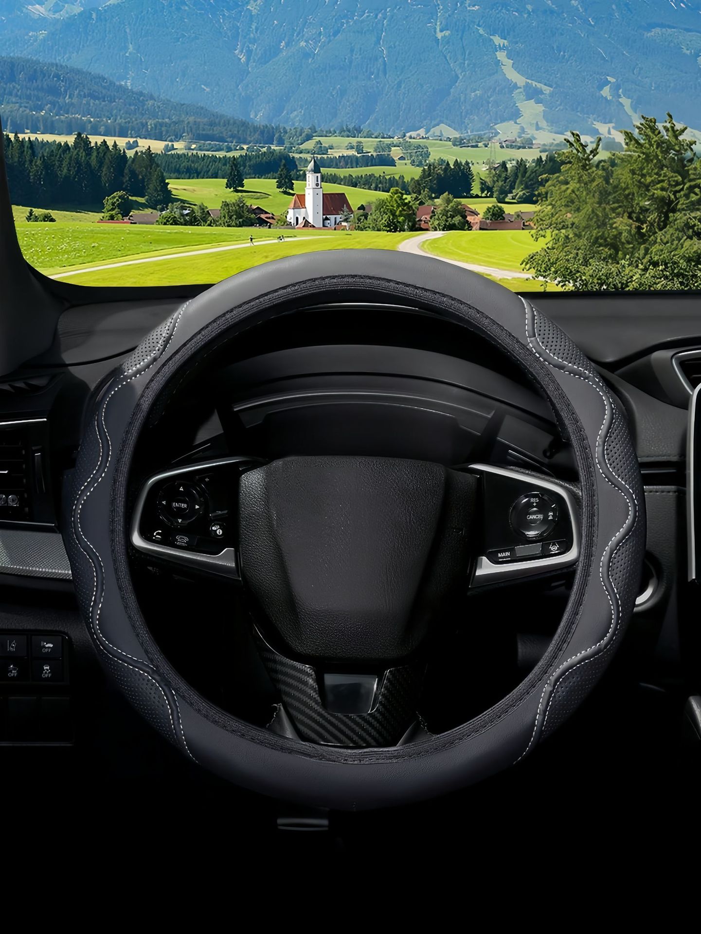 Cross-Border Amazon Car Steering Wheel Cover, Corrugated Sports Style, Non-Slip, Sweat-Absorbent, No Inner Ring, Artificial Leather Handle Cover