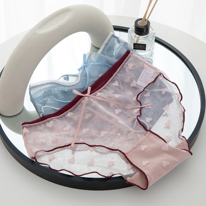 Весенне-летнее сетчатое нижнее белье в японском стиле, женское кружевное нижнее белье со средней талией, сексуальное тонкое дышащее нижнее белье для девочек