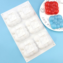 现货批发 6连泡泡云朵方形 硅胶慕斯蛋糕模 手工夹心面包模具diy