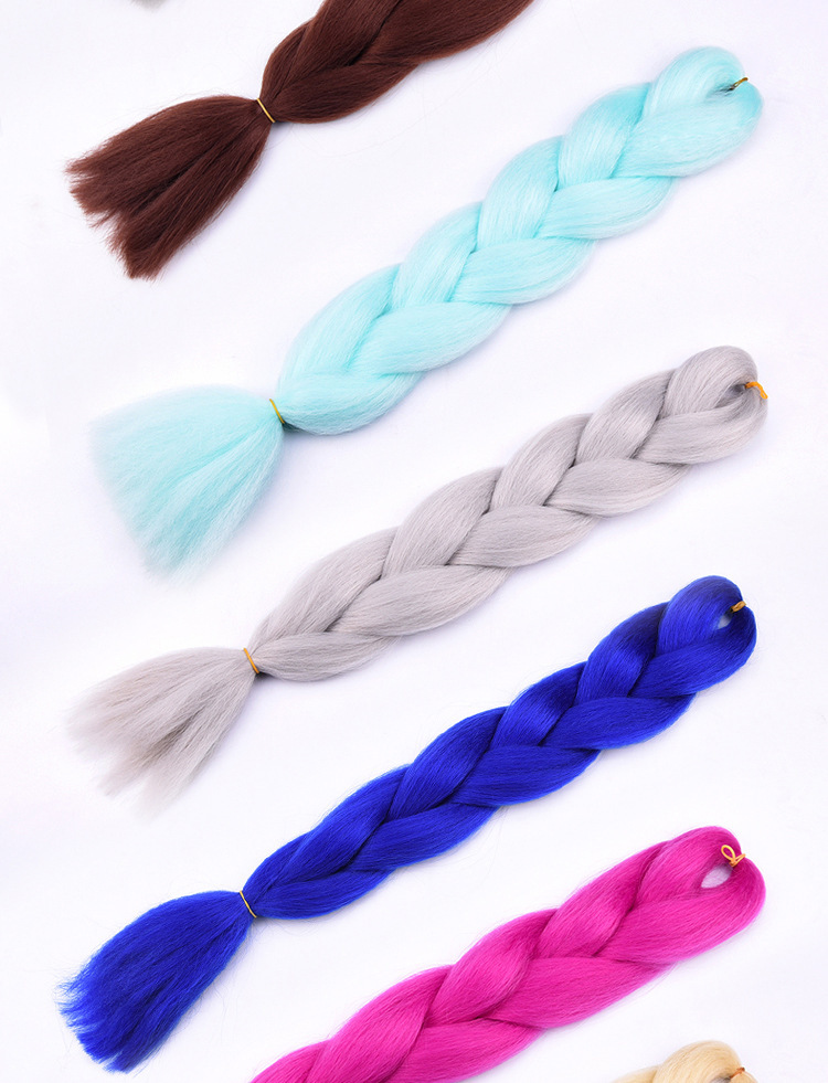 Synthetisches Flechthaar Hitzebeständige Matte Farbverlauf Perücke_voghion.com