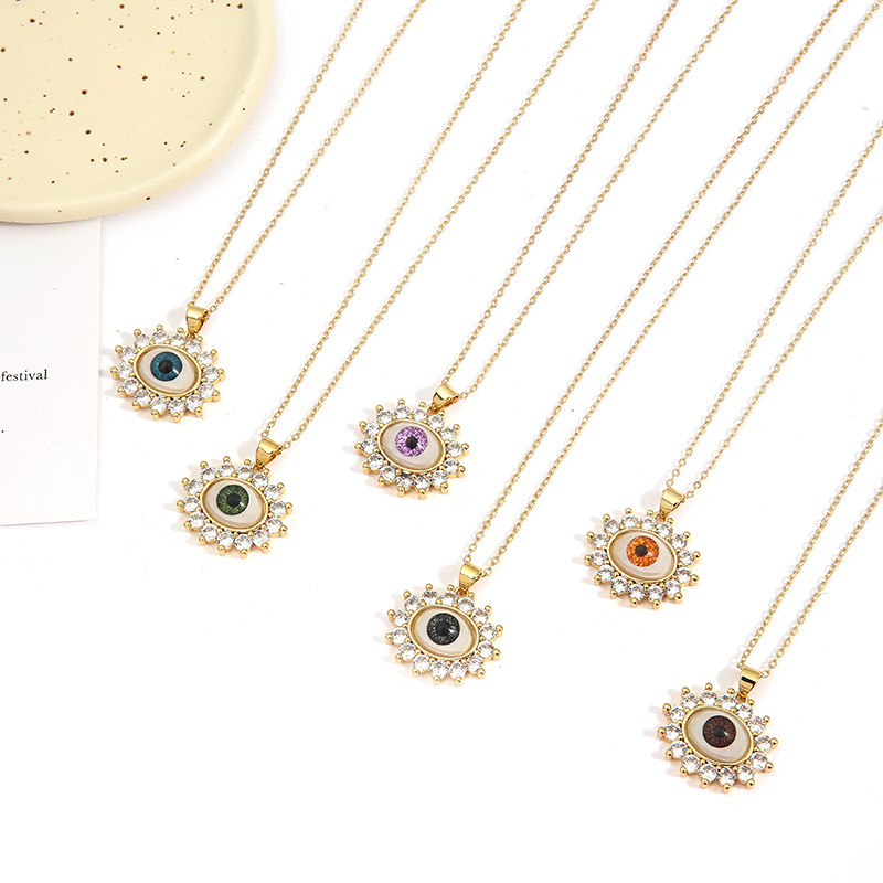 Fashion Eye Copper Necklace Inlaid Zircon Copper Necklaces