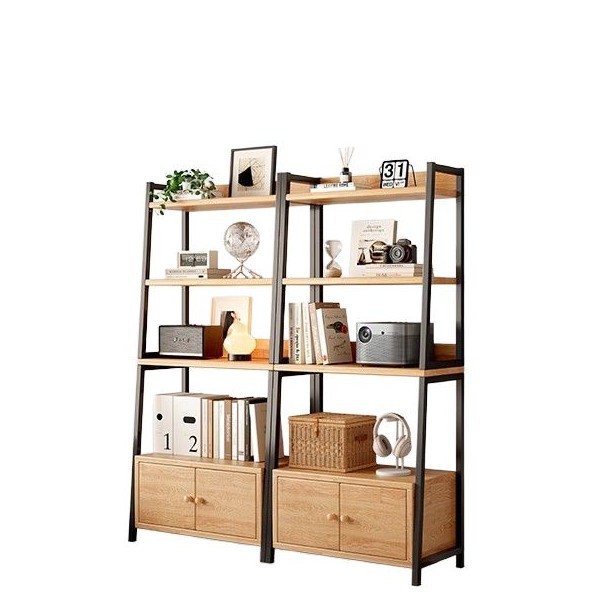 Estante trapezoidal de piso a techo con puerta de gabinete, dormitorio de madera maciza, esquina de la cabecera de la cama, estante de exhibición de la sala de estar, pequeño armario de almacenamiento