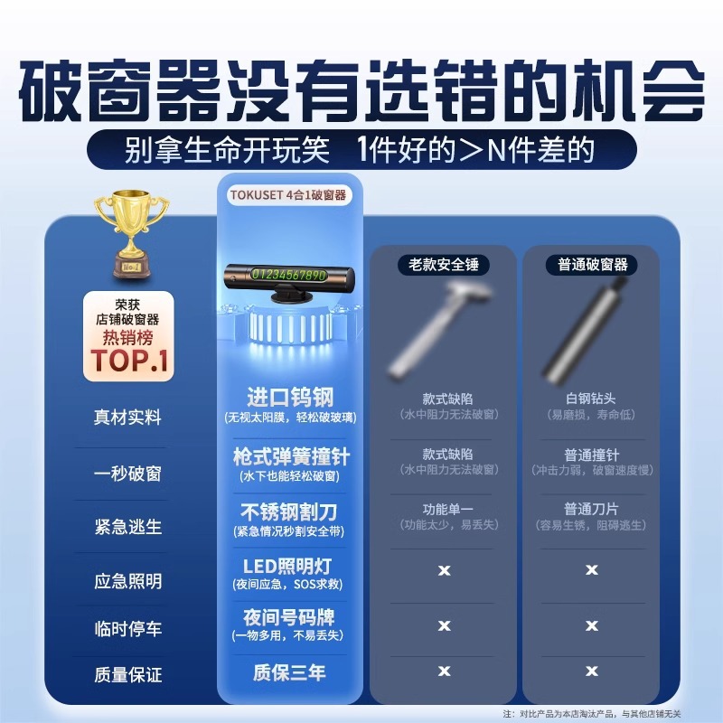 汽车破窗器救生安全锤神器车用多功能车载逃生车内停车号码牌玻璃