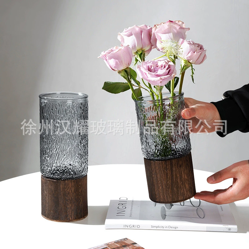 Скандинавская легкая роскоши ветра деревянная стеклянная ваза для украшения креативные водные цветы обеденный стол для гостиной цветочная декоративная бутылка