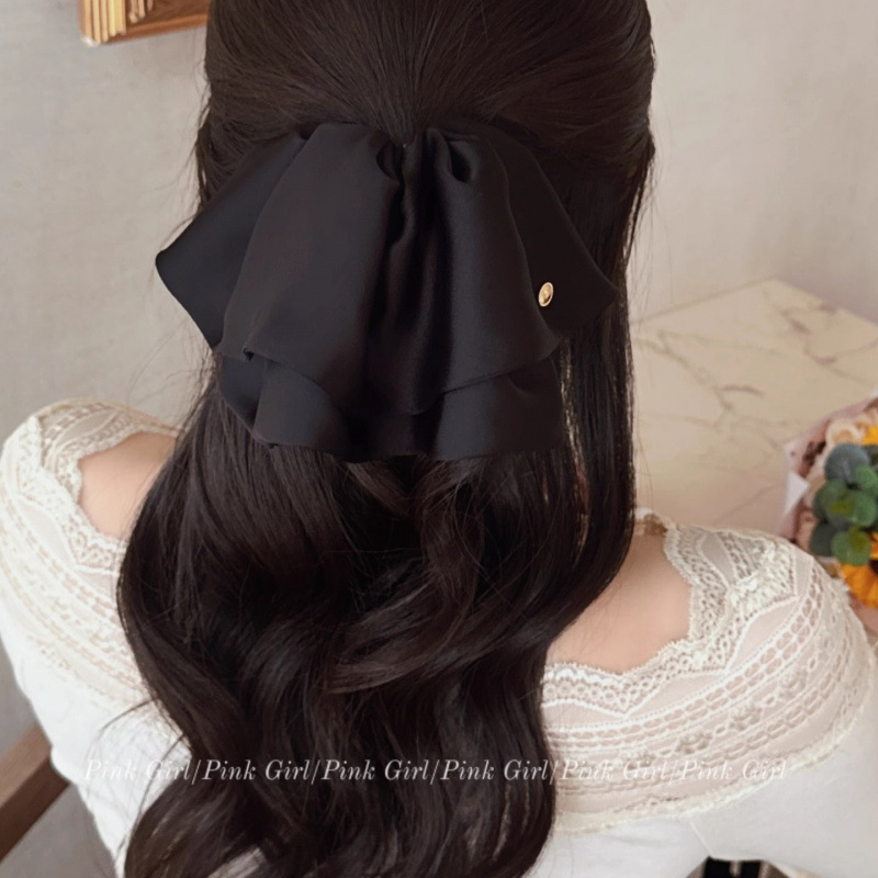 オリジナル新作無地ポニーテールクリップ サテン素材 多用途で上品なパンプキン型ヘアクリップ おしゃれでエレガントなヘアアクセサリー 扇形デザイン|undefined