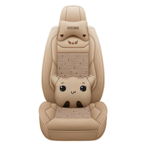  new car seat cushion cartoon cat seat cover full-wrap skin ice silk car seat cushion cover suitable for 5-seater cars