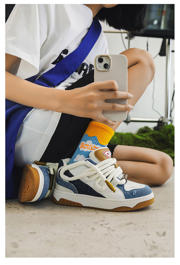Unisex Denim Trainers For Summer Versatile Breathable Sneakers_voghion.com