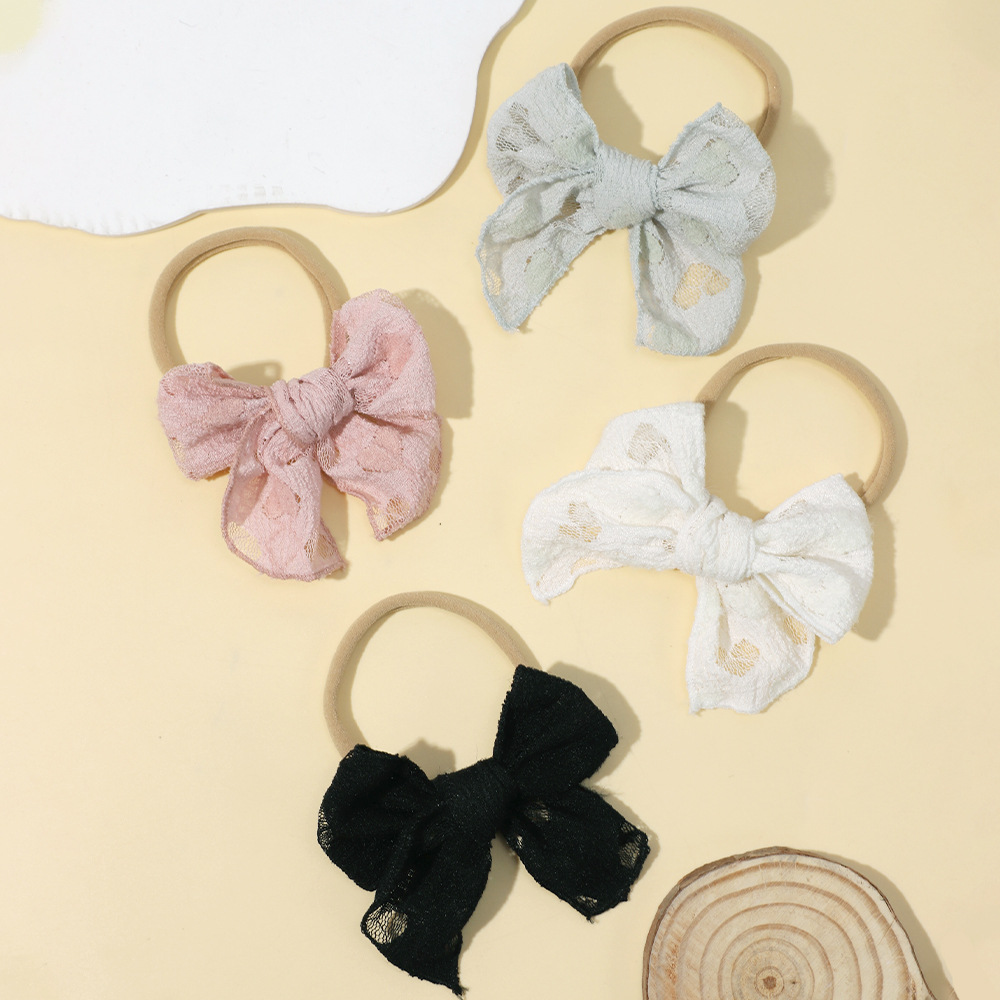 Commercio estero transfrontaliero Nuovo Accessori per capelli per bambini Europei e americani Fascia per capelli con fiocco in pizzo per bambini Fascia per capelli sottile in nylon elastico per bambini_voghion.com