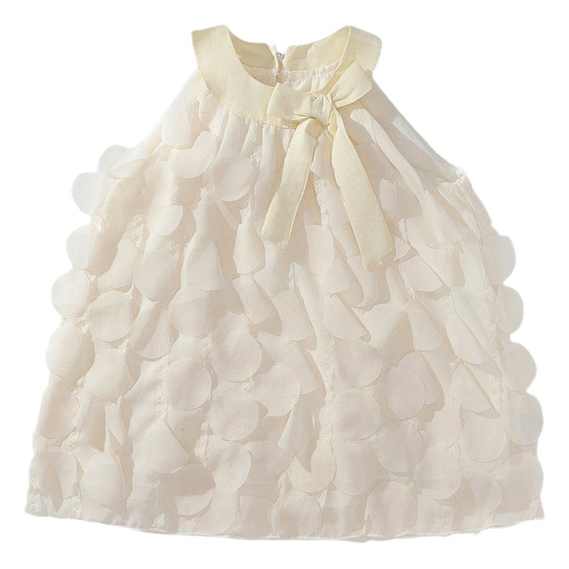 Vestido tipo halter para niñas, primavera-verano 2025, nuevo estilo coreano, elegante vestido de princesa para niñas pequeñas, disponible para venta al por mayor.