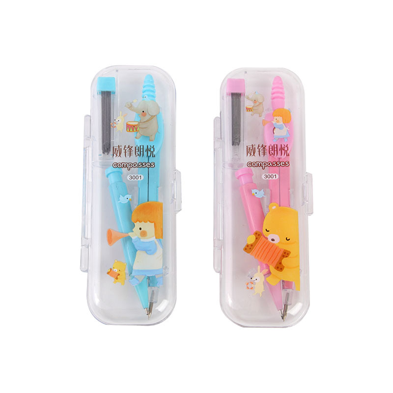 Creativo papelería moda lápiz automático metal dibujo brújulas caja estudiante dibujo traje al por mayor