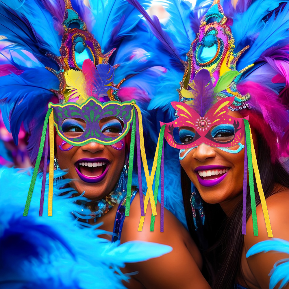 Nuevas gafas de fiesta de carnaval plumas frillantes decoración máscara brasileña festivales de baile de maquillaje fotógrafo marco de gafas