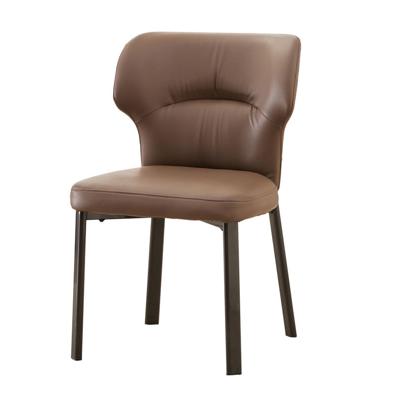 Sillas de comedor minimalistas italianas diseñadas lujosas de alta calidad, bolsas de cuero blandas para el hogar, sillas modernas y simples con respaldo.