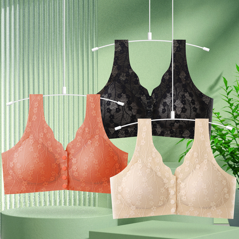 Sujetador de madre con hebilla frontal sin costuras, talla grande, sin anillo de acero, ropa interior de pecho, sujetador de dormir estilo chaleco para personas de mediana edad y ancianos