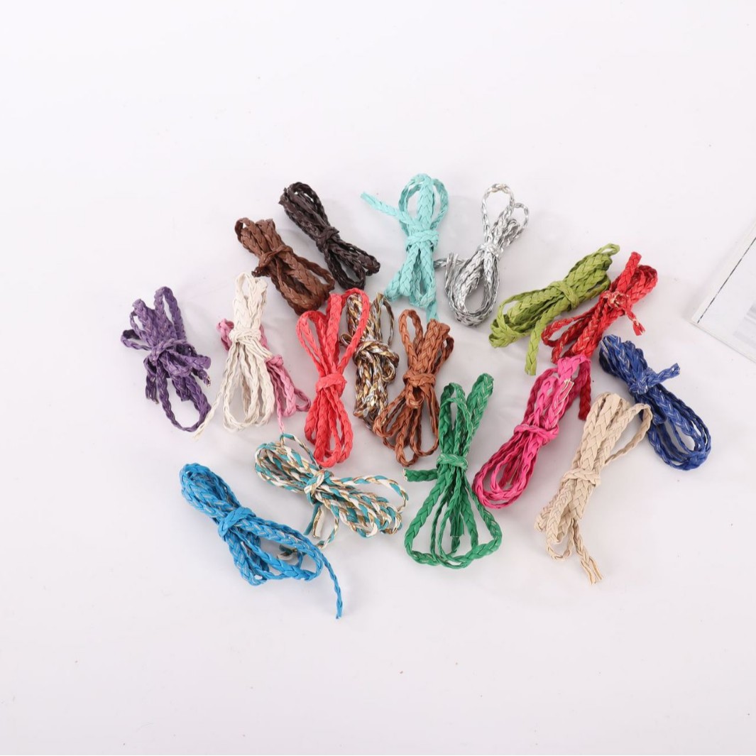 pu彩色编织绳超纤皮绳3-25mm挎包圆绳多规格扁绳三股绳子手编手工