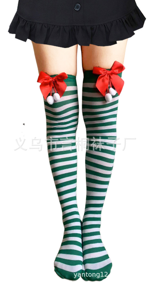 Medias de Navidad fabricantes transfronterizos en stock Medias de Halloween vacaciones vestir ropa accesorios rayas sobre la rodilla Calcetines