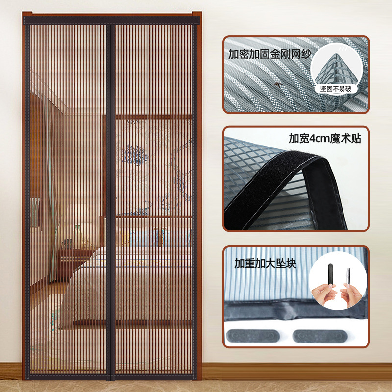 Cortina de puerta a prueba de mosquitos privacidad ventilación sin perforación doméstica 2025 nuevo tipo de puerta de pantalla magnética auto-succión anti-espionamiento partición de barrera