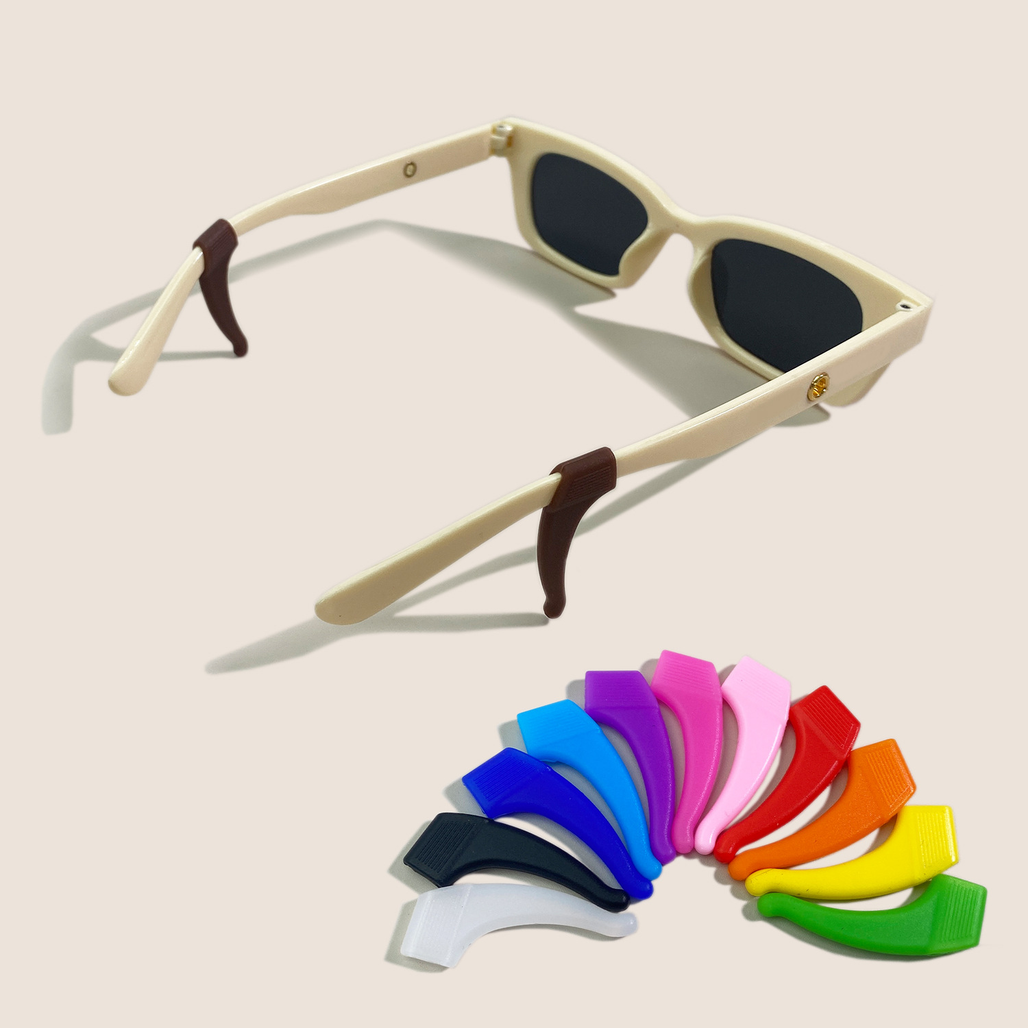 跨境【中号条纹】现货批发儿童硅胶彩色耳套耳托眼镜圈防滑耳钩