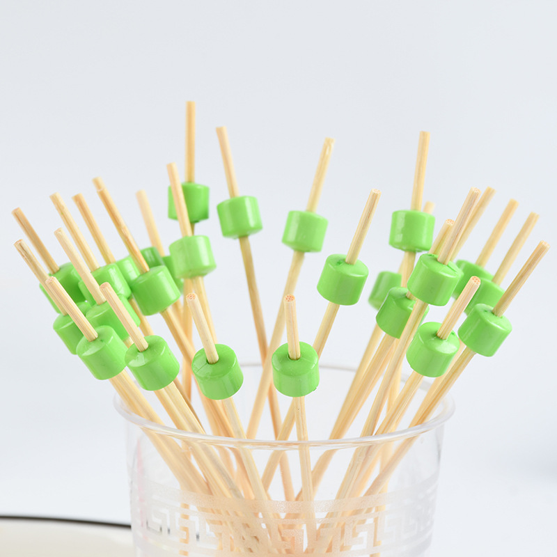 Fabricante de suministro desechable de perlas verdes de frutas insertadas de flores artísticas pinchazos de sushi pinchazos de frutas