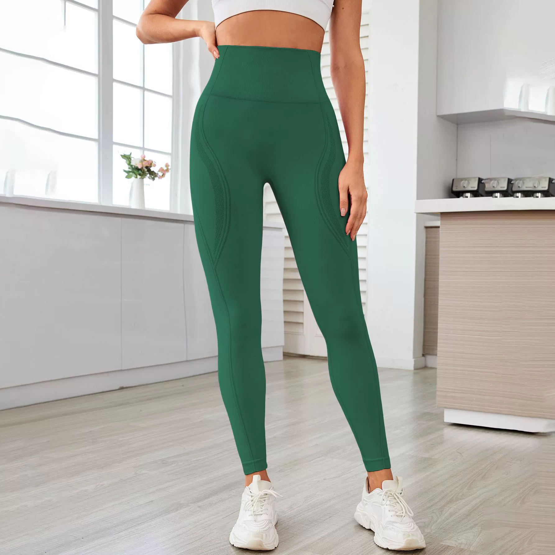 Set, leggings, trousers, quick dry underwear for hips shape correction, sports overall for gym, high waist, for running