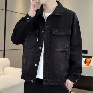 Denim jacket men's autumn new fashion brand loose tops autumn Hong Kong fashion brand workwear casual jacket for men