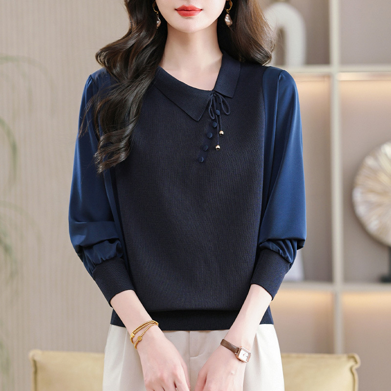 2026 Spring and Autumn New Style Light Chinese Style Loose Thin Knitted Sweater Top for Women, Elegant Long Sleeve Base Shirt for Women