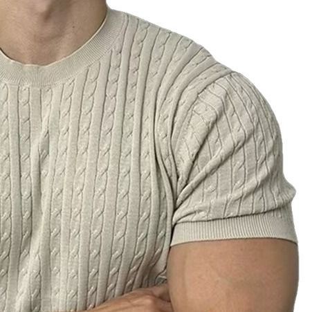 日系純色麻花半袖tシャツ男性夏ゆるいカジュアル丸首tシャツ香港風復古百合上着潮|undefined