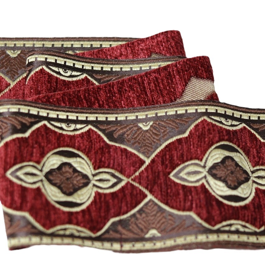 Cinta teñida en hilo de chenilla de 9cm de ancho, ropa étnica, franela, tela para el hogar, almohada, cojín para sofá, cinta decorativa de costura