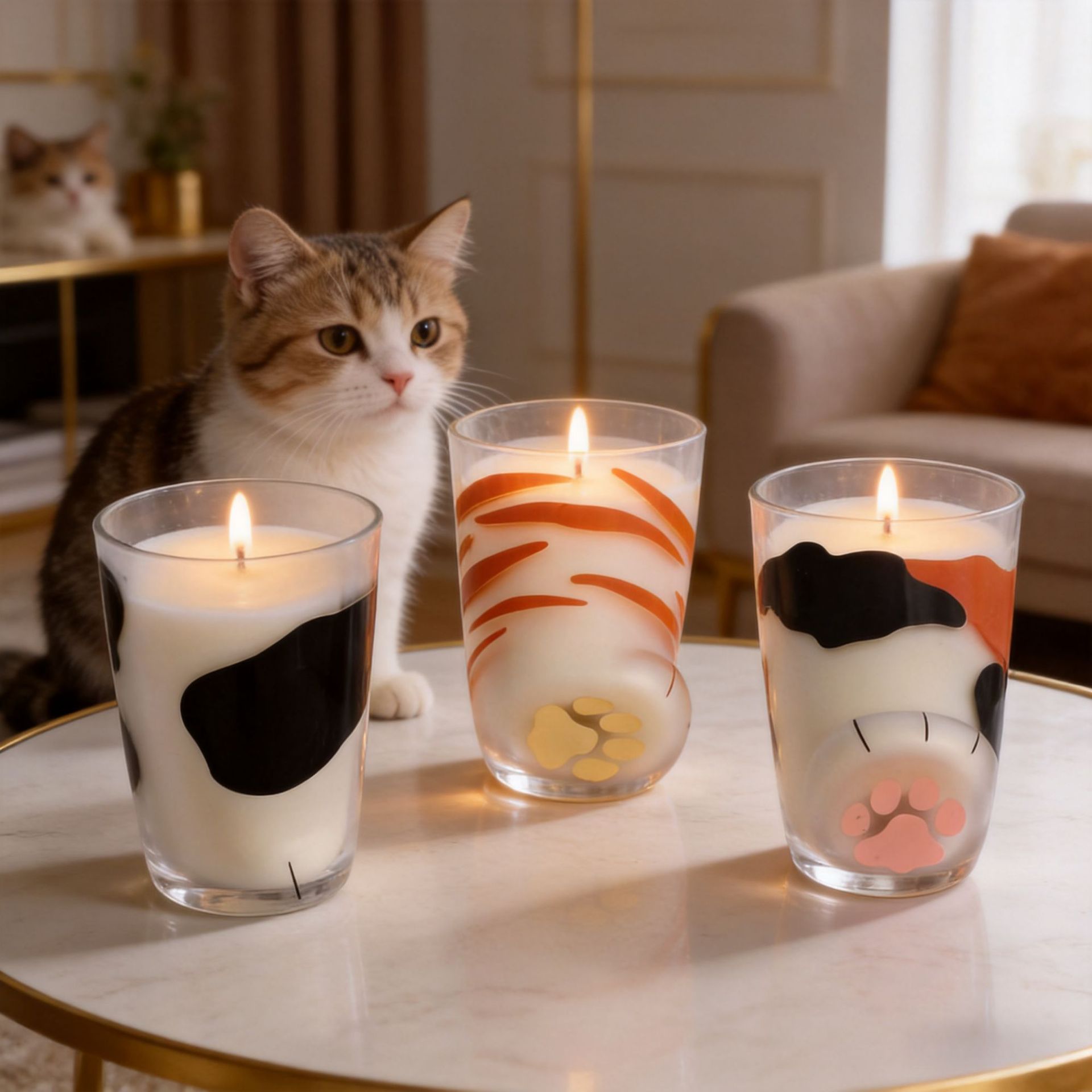 Gato garra taza de cera de cera creativa vidrio esmerilado lindo regalo amigable para mascotas desodorante cera de forma animal original