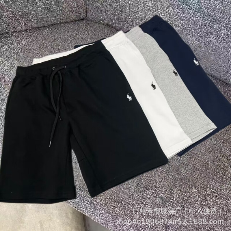 Cross-Border Solid Color Pony Logo Embroidery Classic Casual Versatile Mid-Length Shorts Unisex Paul Pure Cotton Loose Shorts