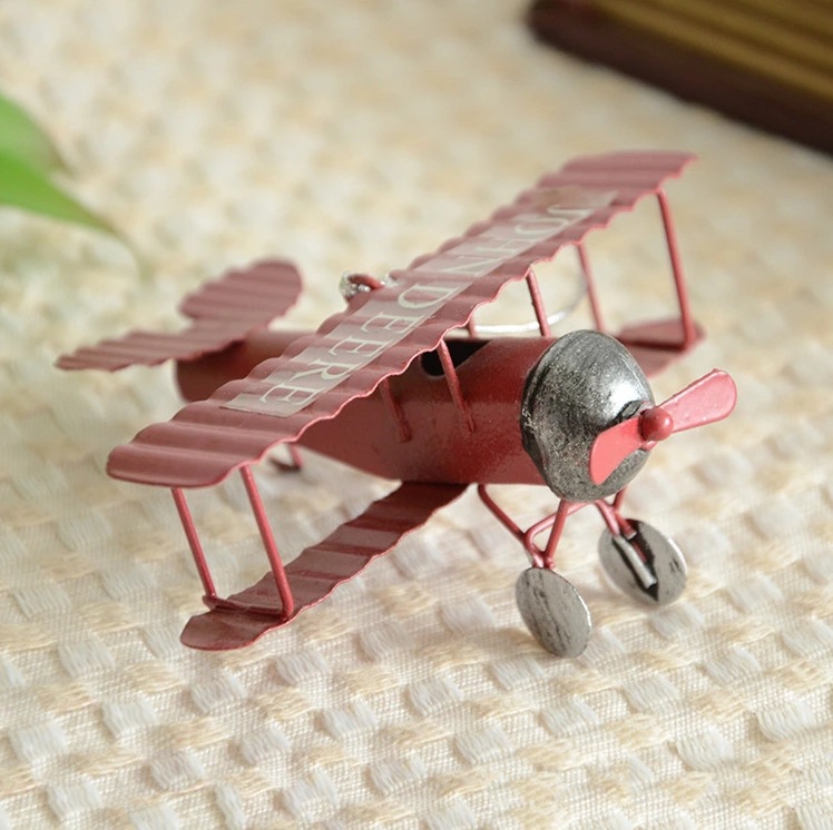 Nuovo modello di aeroplano a doppia ala creativo per la casa, mini ornamento da tavolo in ferro battuto_voghion.com