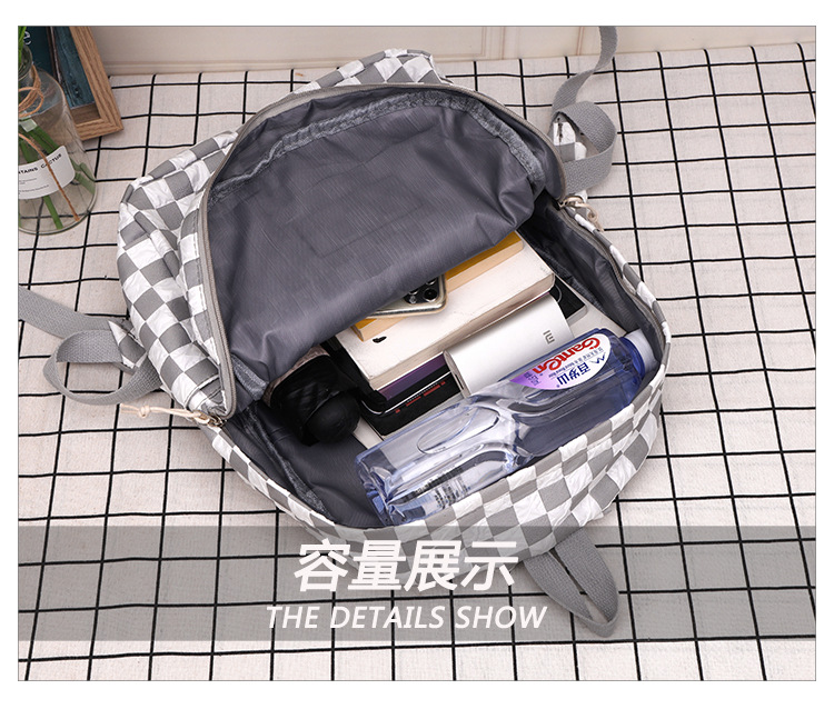 Korean ins artistic trend checkerboard checkered backpack, Japanese Harajuku style fresh and clean high school and junior high school student bag undefined