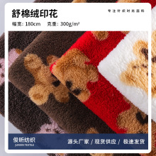 双面舒棉绒小熊印花面料 北极绒 秋冬家居服毛毯宠物用品抱枕布料