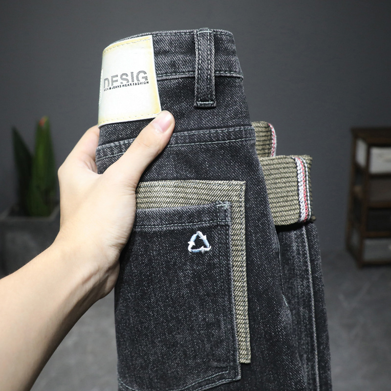 Jean de luxe léger pour homme, coupe slim, tendance, délavé, décontracté, petite jambe, élastique, polyvalent, pantalon tendance_voghion.com