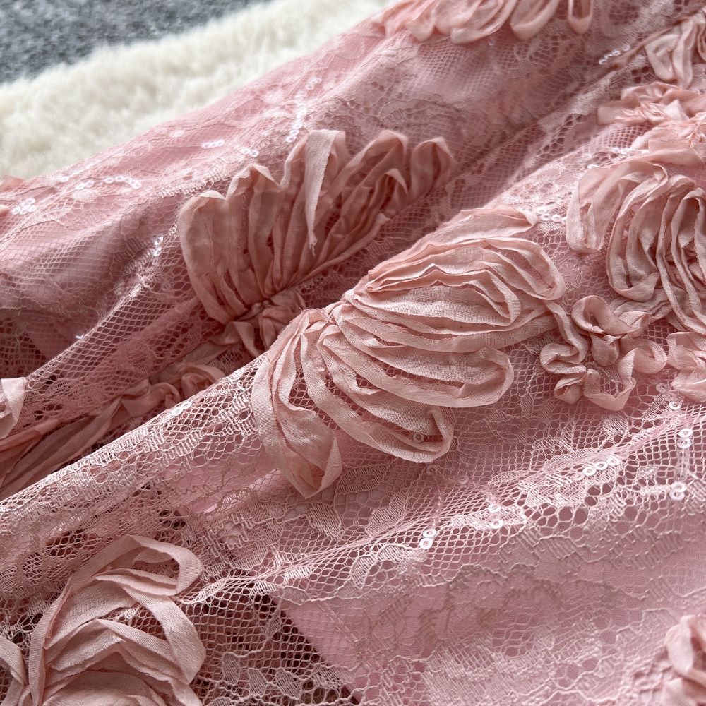 French Style Lace Patchwork Top And Skirt Set for Women Sexy Slimming Temperament Two-Piece Summer Outfit_ecoleips.com