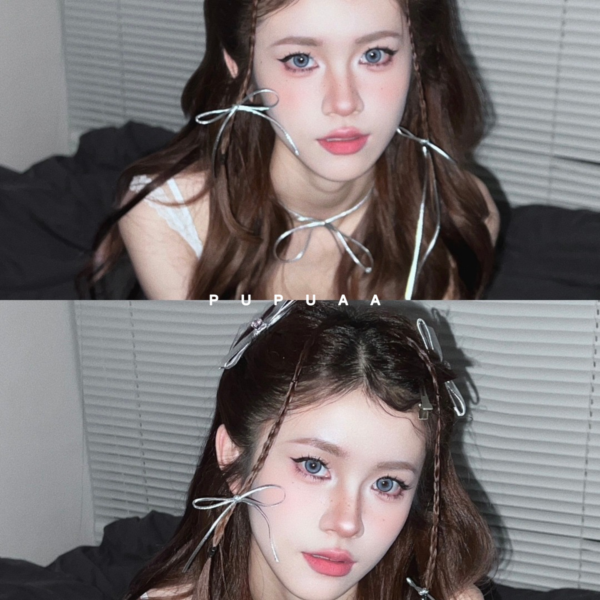 Sweet Cool Silver Hair Rope Y2K Ballet Style Leather Double Ponytail Strap Hair Rope Korean Style Spice Hairpin Hair Accessories