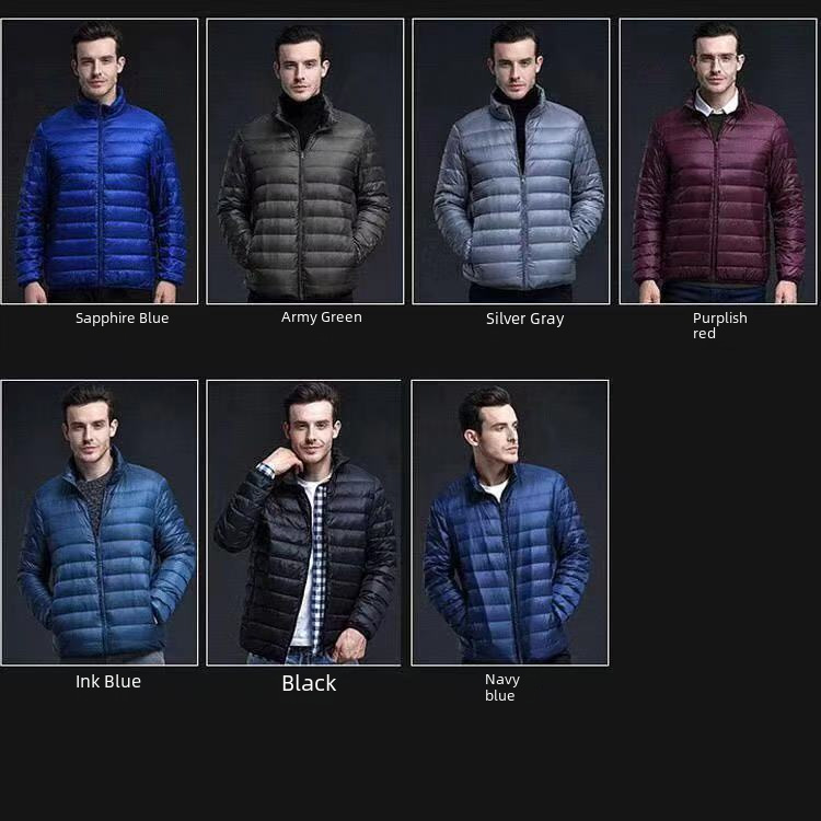 Cotton-padded jacket men's foreign trade men's light feather Rong cotton-padded jacket winter slim-fit hooded collar solid color warm vest coat men's