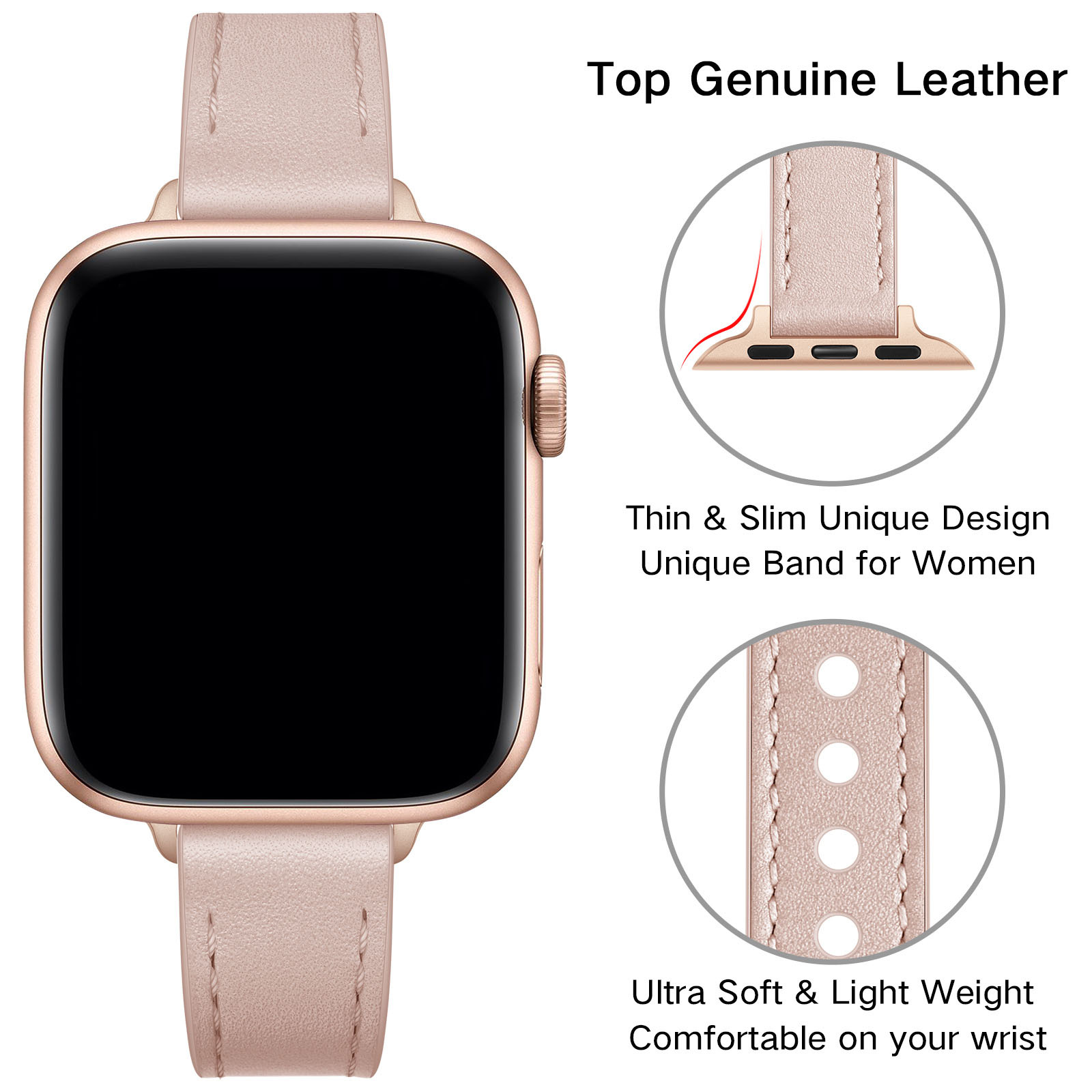18g Weight Apple watch watchband Classification Genuine leather Material Solid Color Pattern Retro Style Retro Solid Color Apple Watch Watchband 41
