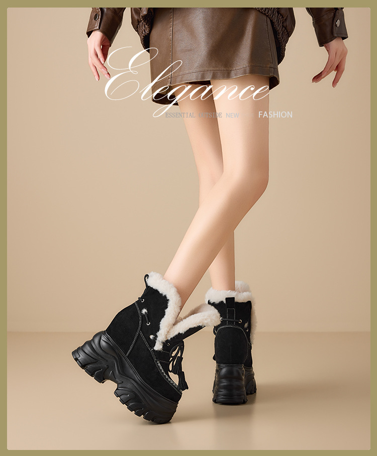 Boot nữ cổ cao ôm bắp chân đế dày 14 cm, chất nhung đen ấm áp — nhung đen chi tiết 1