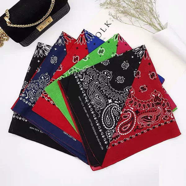 Pure Cotton 74gsm melon seeds flower square scarf amoeba Paisley hip hop headscarf hip hop hiphop men and women small headscarf
