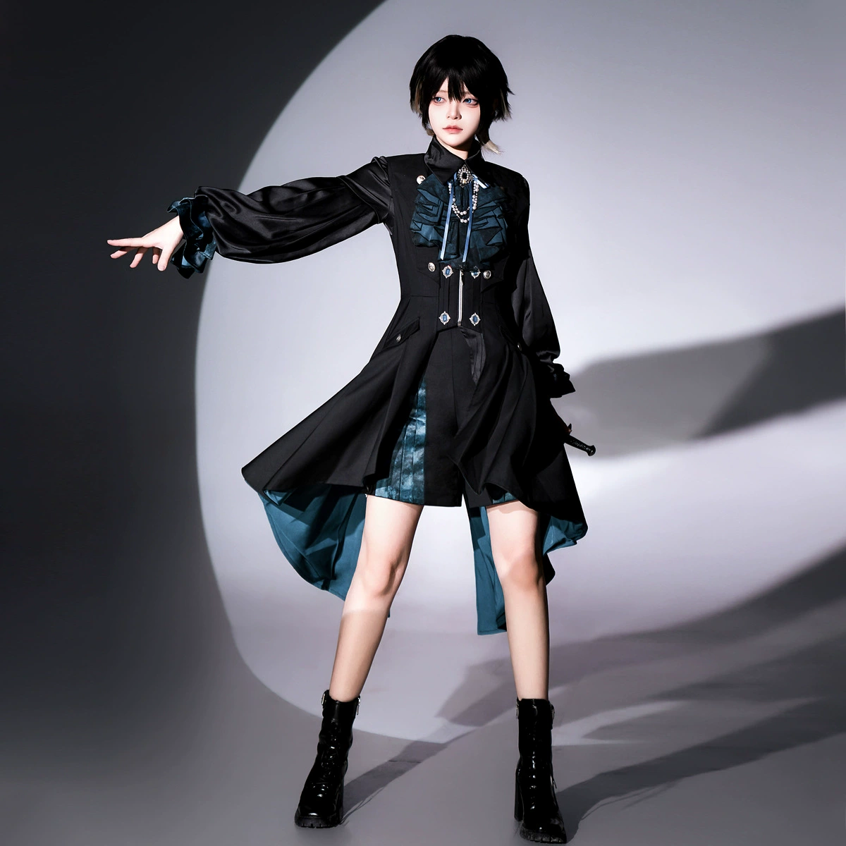 Медведь забавный соус Оригинальная глубокая музыка Lolita женщина с воротником топ платье шорты набор 7212