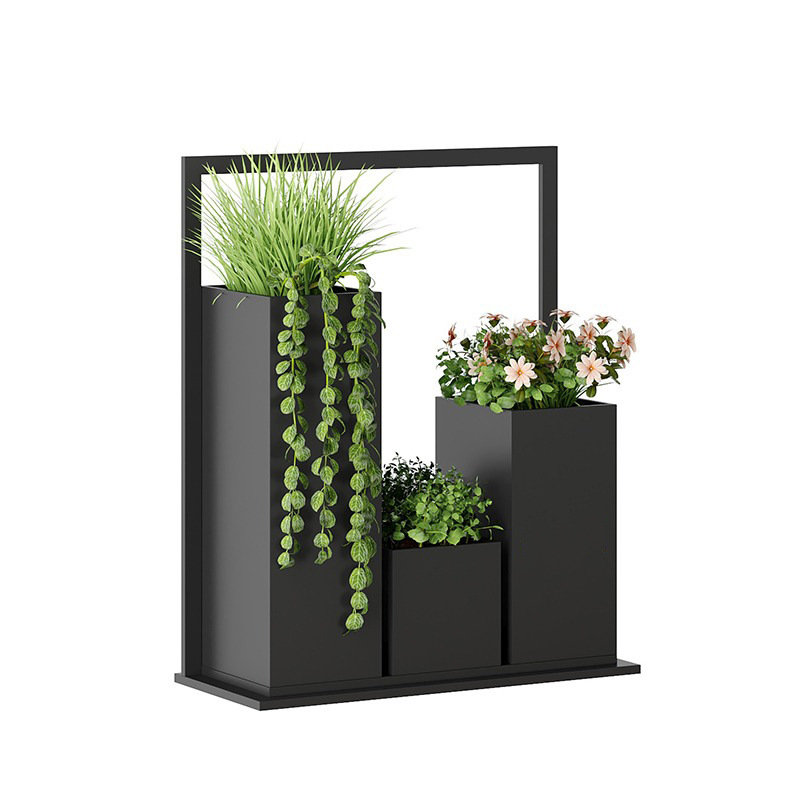 Caja de plantas verdes de hierro forjado al aire libre combinación de bonsai rack rack de flores idílico ranura de flores suelo valla de carretera municipal rack de flores image 8