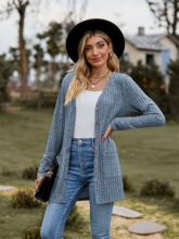 T 17239 Autumn New Knitted Solid Color Cardigan ĥë��ɫ��