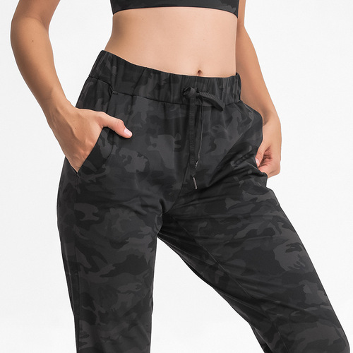 Cross-border New Elastic-Waist Yoga Pants, Simple Straight-Leg Sports Casual Stretch Cropped Trousers for Women, Model DP022